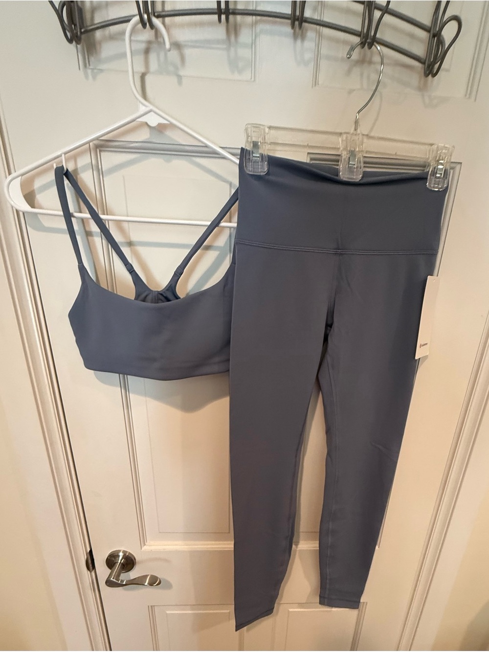 NWT Lululemon Wunder Train Blue Strappy Racer Sports Bra & High Rise Legging 6